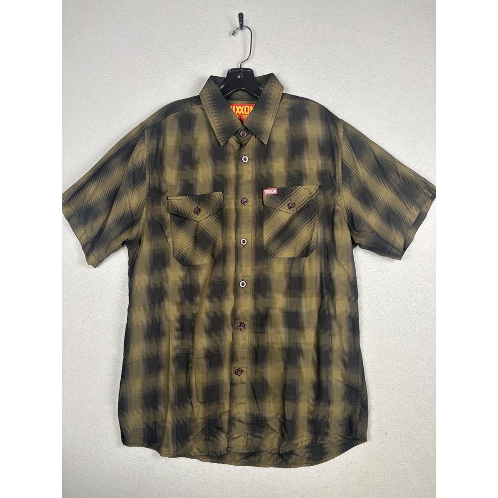 Dixxon Flannel Company Shirt Mens Medium Green Plaid Corps Bamboo Short Sleeve